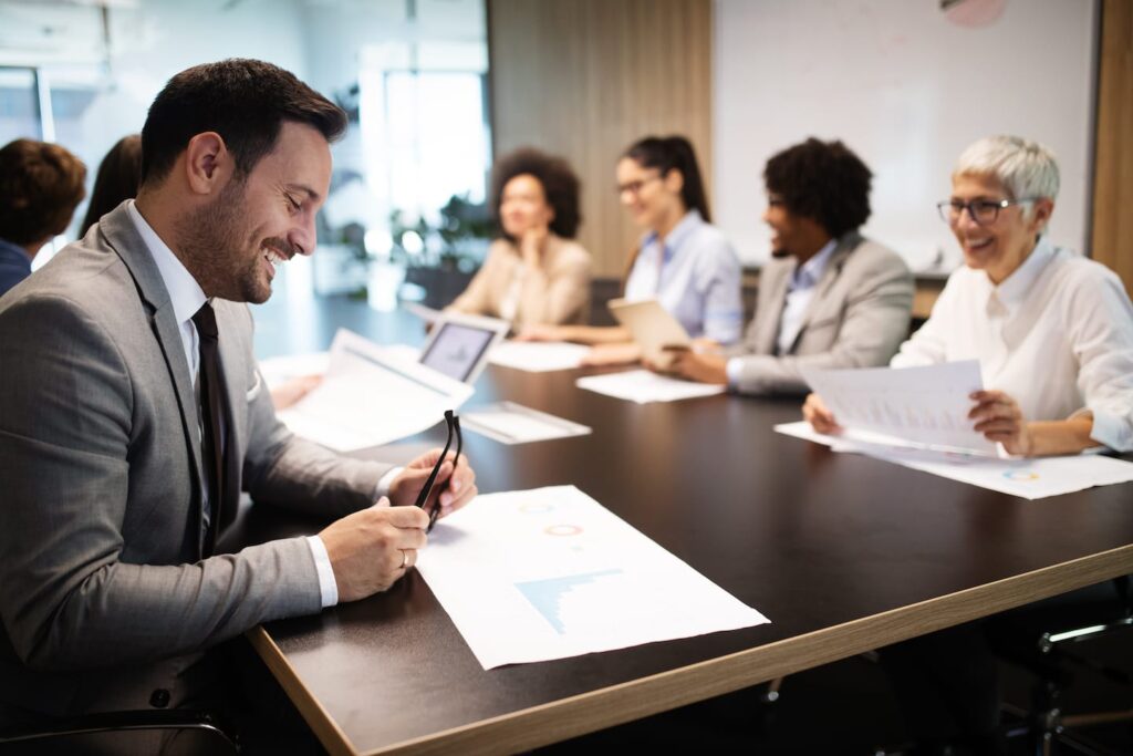 Business Colleagues Having Meeting In Conference KS674JC 1024x683