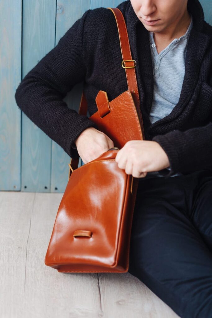 Handsome Guy With Leather Bag YXUVNZK 683x1024